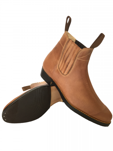 Bota Artesanal em Pele Vitela com elástico e com salto