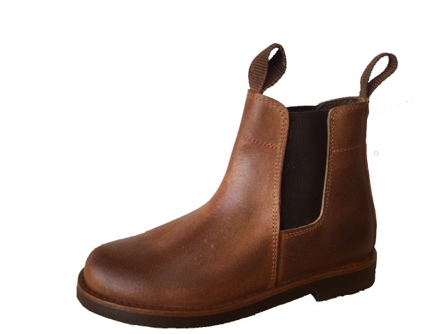 BOTA ARTESANAL EM PELE COM ELÁSTICO E SOLA DE BORRACHA